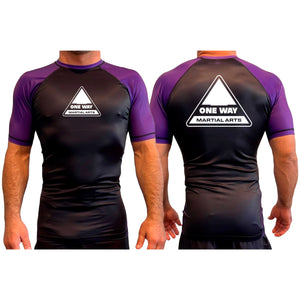 One Way Original All Black Ranked Rash Guards Short Sleeves