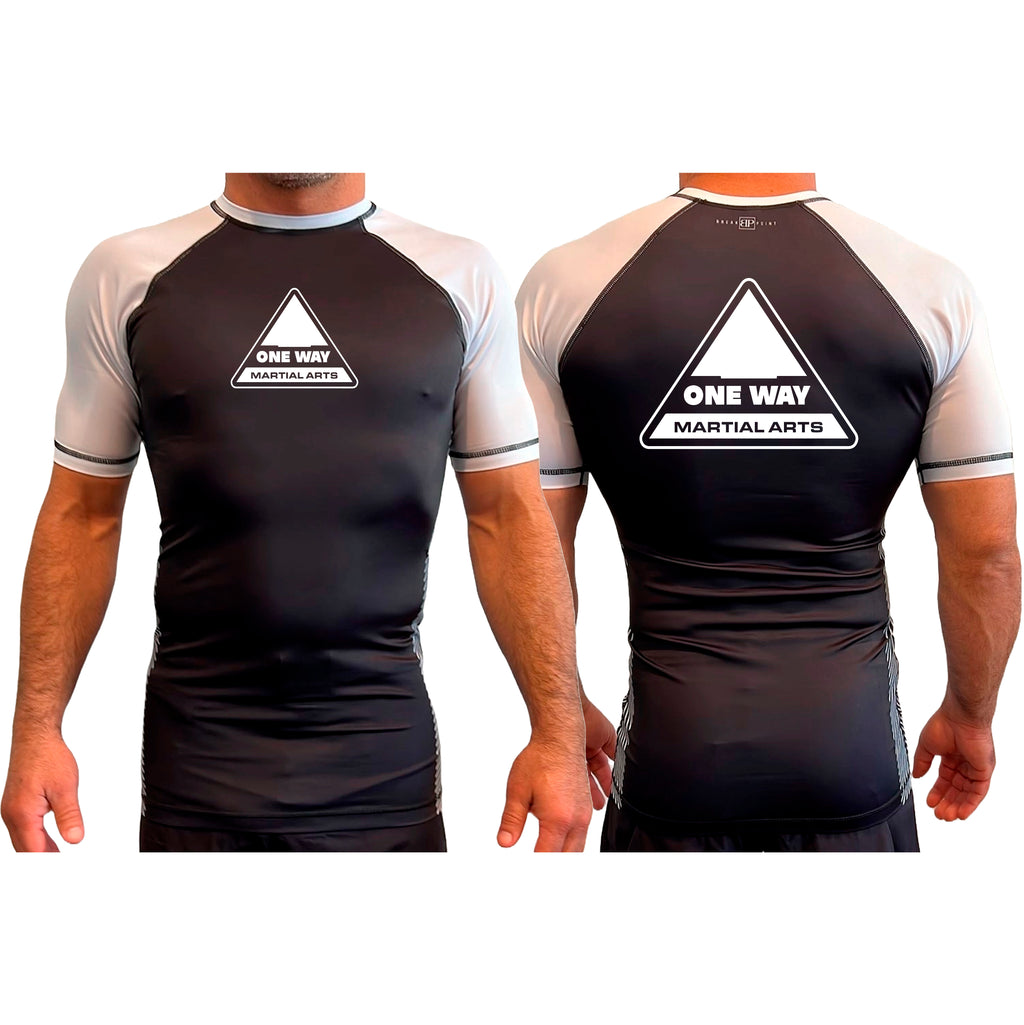 One Way Original All Black Ranked Rash Guards Short Sleeves
