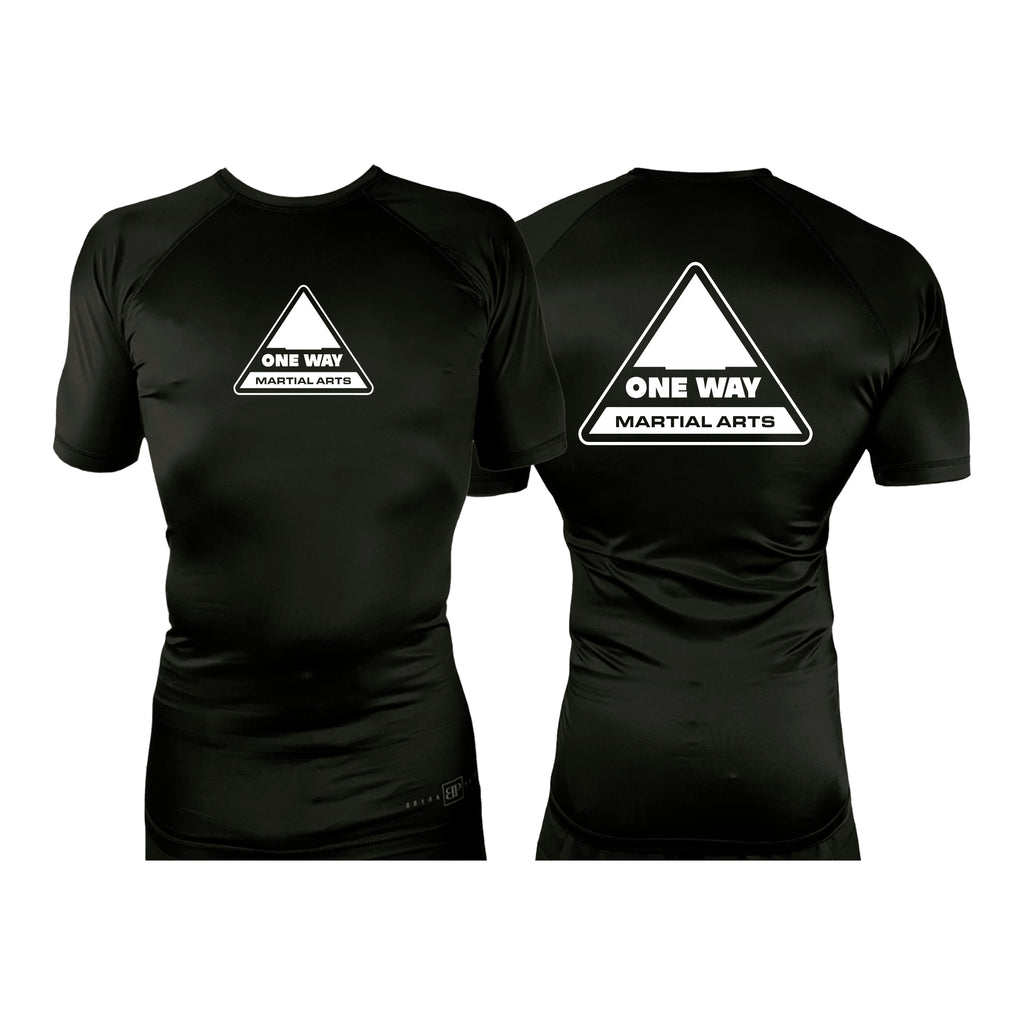 One Way Original All Black Rash Guards Short Sleeve