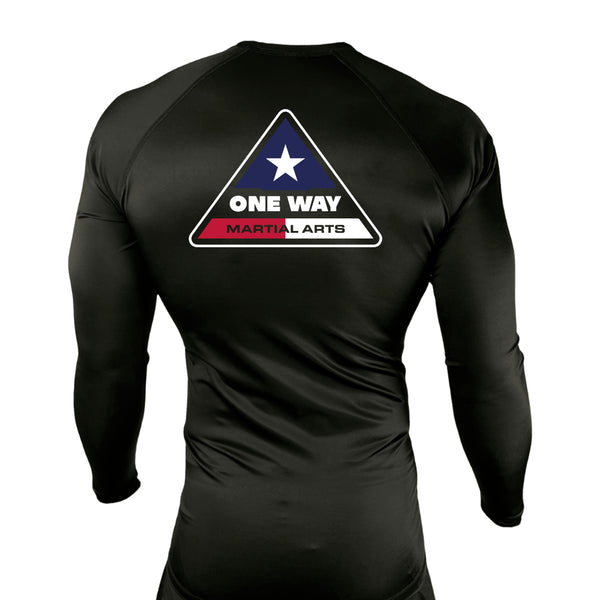 One Way Texas All Black Rash Guards Long Sleeves - Break Point FC