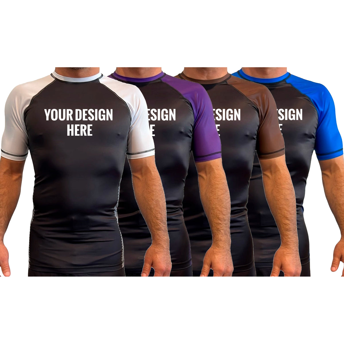All Black Ranked Short Sleeve Rash Guards