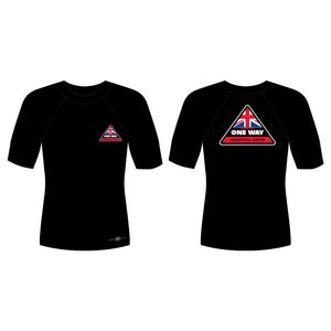 One Way Hawaiian All Black Rash Guards Short Sleeves