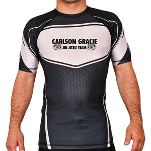 Rashguard Black White Short Sleeve Carlson Gracie Break Point