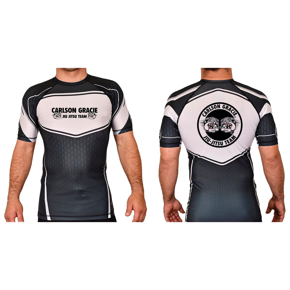 Carlson Gracie Shorts Sleeves Team Rashguard (Black/White)