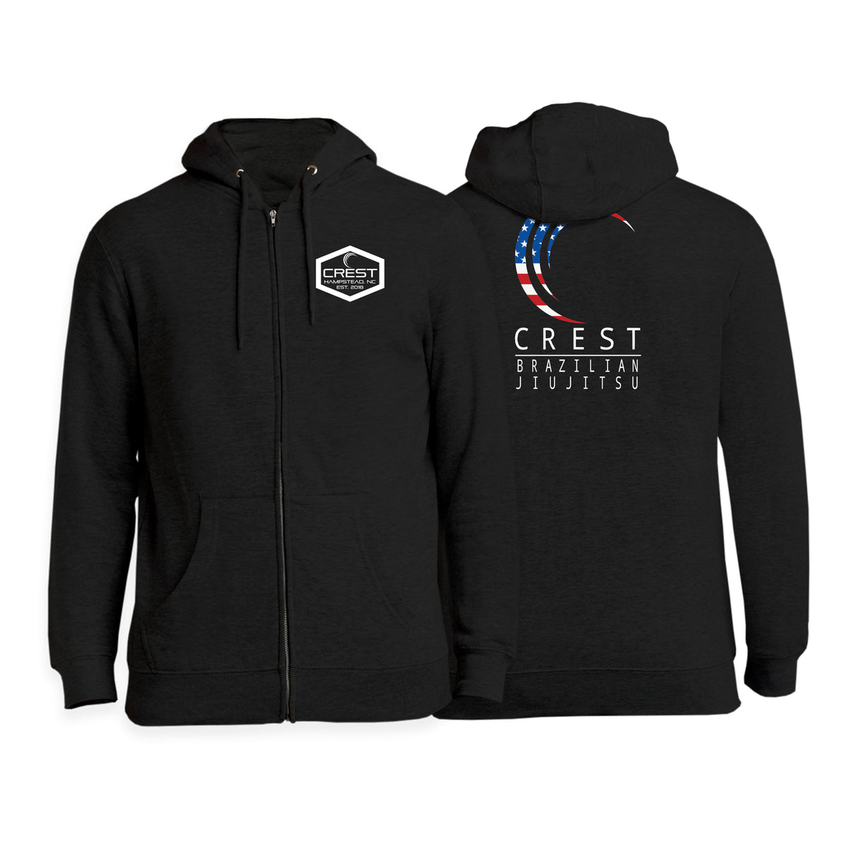 Crest Brazilian Jiu Jitsu Academy Zip-Up Hoodies #8008 B
