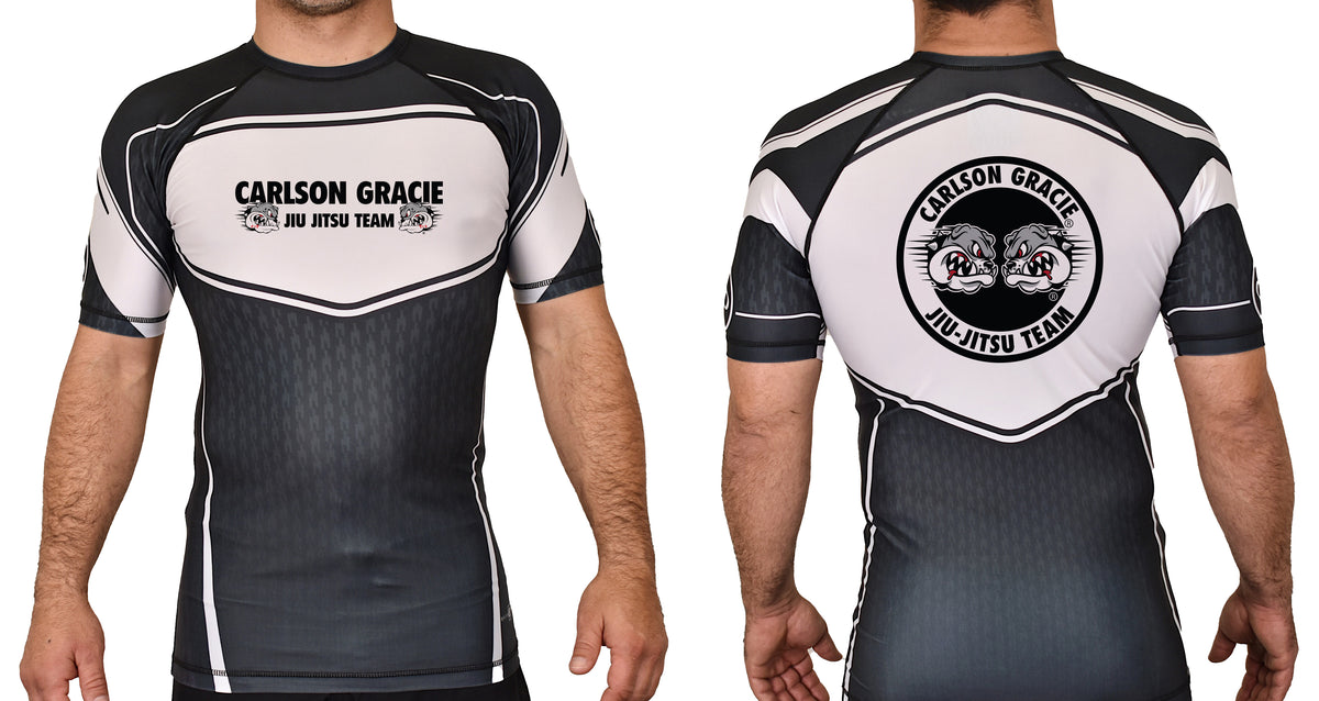 Carlson Gracie Shorts Sleeves Team Rashguard (Black/White)